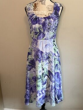 Ella Lavender & Mint Floral Midi Dress - Size 4